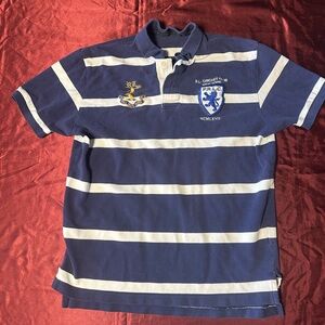 Polo Ralph Lauren Rugby Shirt RL Cricket Club Striped Blue White Men’s Large